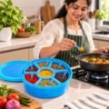 7-Section Masala Box with 6 Removable Containers & Spoons