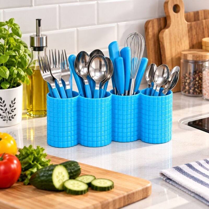 Classic Pen & Spoon Holder, model SI 11_4 Classic 4-Compartment Pen & Spoon Holder β Multipurpose Organizer