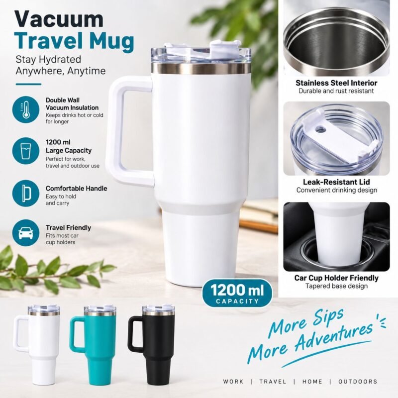 J25-540 Vacuum Travel Mug_5 1200 ml Vacuum Insulated Travel Mug with Handle β J25-540
