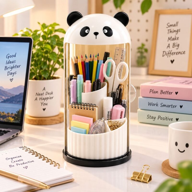 Panda Niuniu_4 Panda 360° Rotating Makeup & Multipurpose Organizer – J25-228