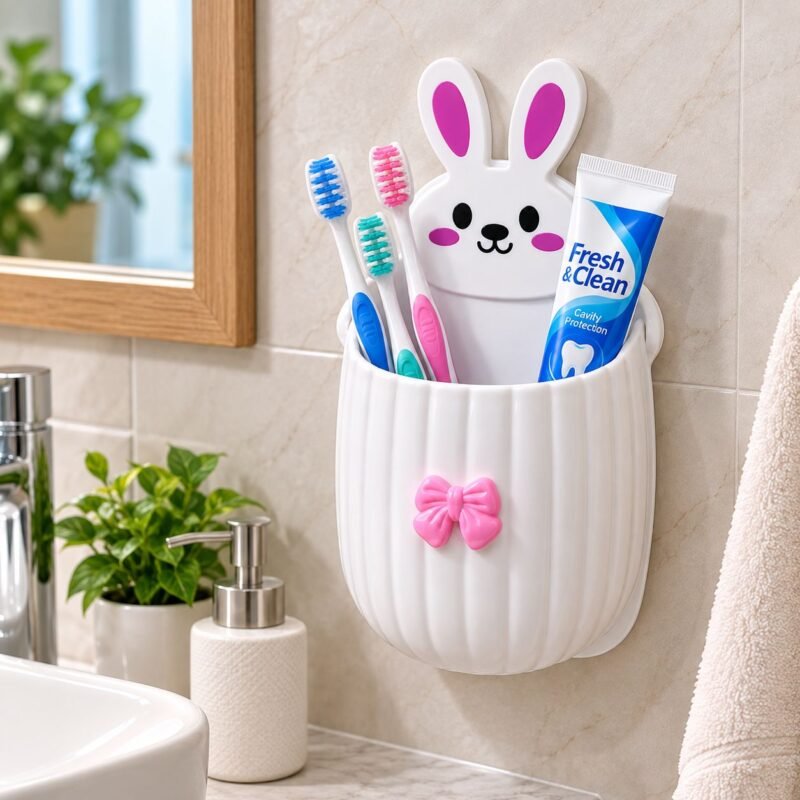 Rabbit Wall Mounted Multipurpose Brush & Stationery Holder – V41