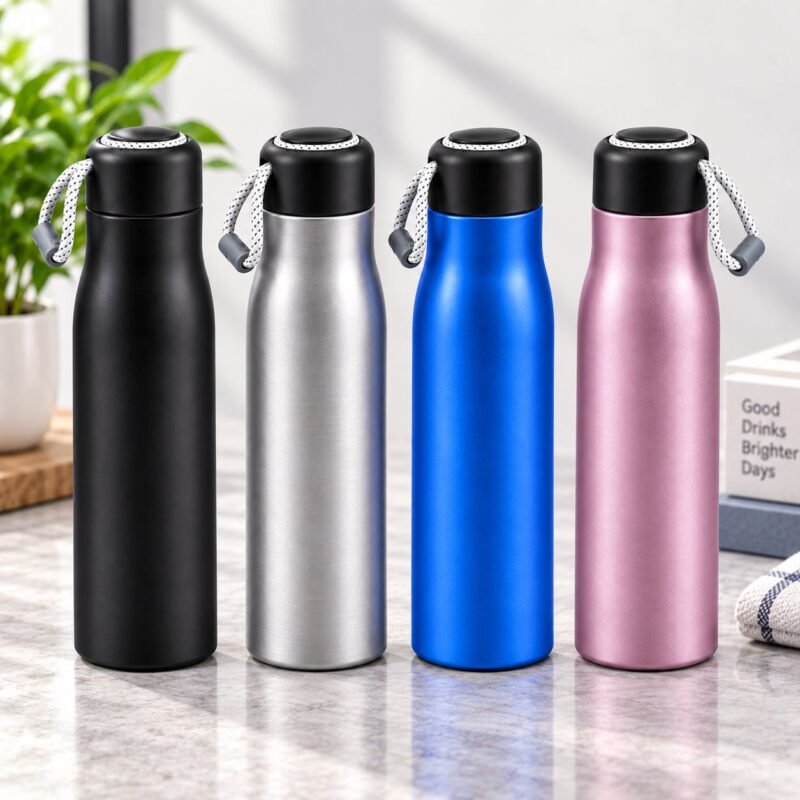 V45 – Vacuum Bottle_4 Stainless Steel Vacuum Bottle with Wrist Strap – Approx. 550 ml – V45
