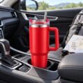 V48 – Vacuum Travel Mug-6 Large Vacuum Travel Mug with Handle & Straw – Approx. 1200 ml – V48