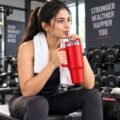 V48 – Vacuum Travel Mug_5 Large Vacuum Travel Mug with Handle & Straw – Approx. 1200 ml – V48