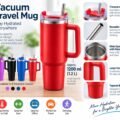 V48 – Vacuum Travel Mug_7 Large Vacuum Travel Mug with Handle & Straw – Approx. 1200 ml – V48