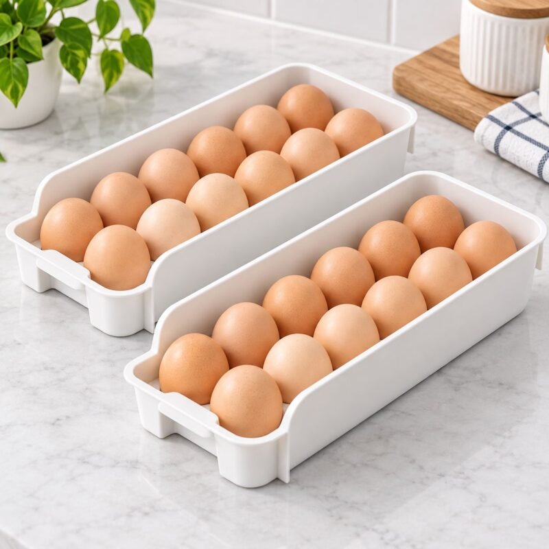 V49 – Egg Tray, 2-Piece Set._2 Stackable Refrigerator Egg Tray – 2 Pieces Set – V49