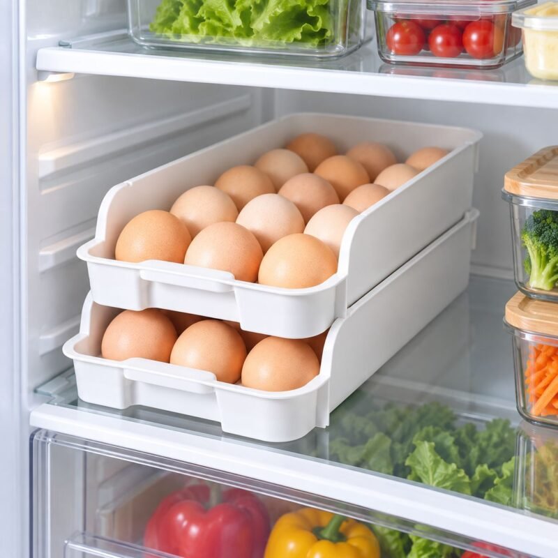 V49 – Egg Tray, 2-Piece Set._3 Stackable Refrigerator Egg Tray – 2 Pieces Set – V49
