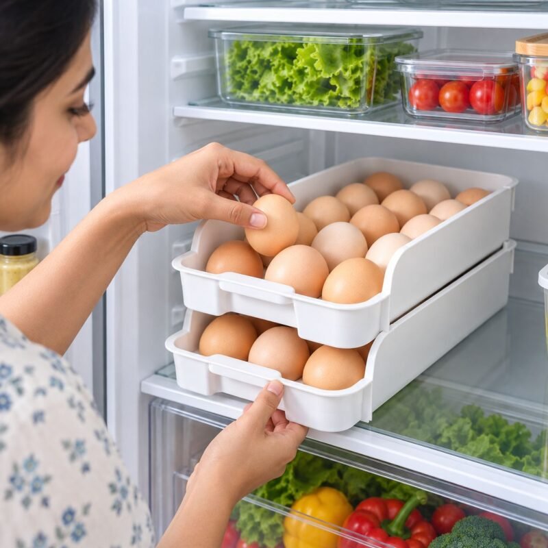 V49 – Egg Tray, 2-Piece Set._4 Stackable Refrigerator Egg Tray – 2 Pieces Set – V49