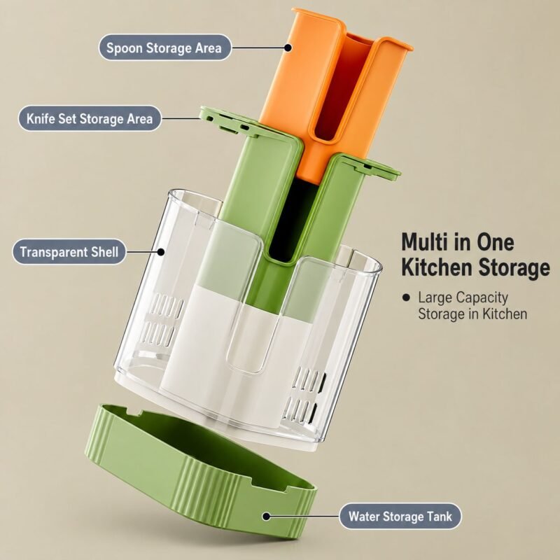 knifestand_PP_classic_15 Multipurpose Knife & Kitchen Utensil Stand with Drain Tray