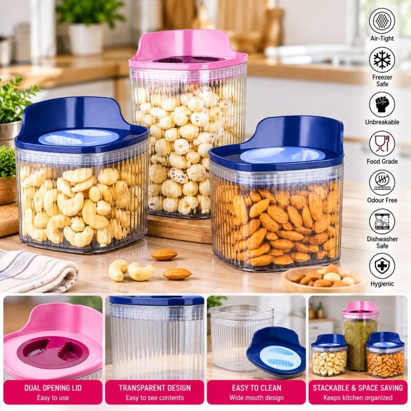 7ffa90b2-f43c-4040-842a-7a9139e5a818 KDJ Classic Airtight Storage Container Set β 3 Pieces (S8030)